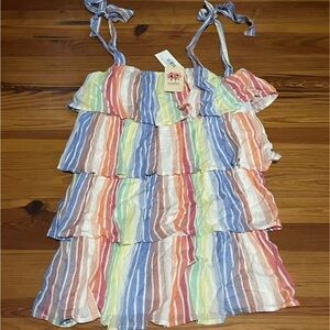 Colorful Striped Ruffle Dress